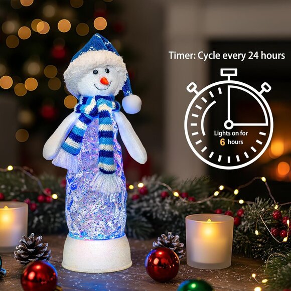 Christmas Snow Globe Battery Operated Lantern Indoor Decor Snowman With Music - Picture 3 of 6